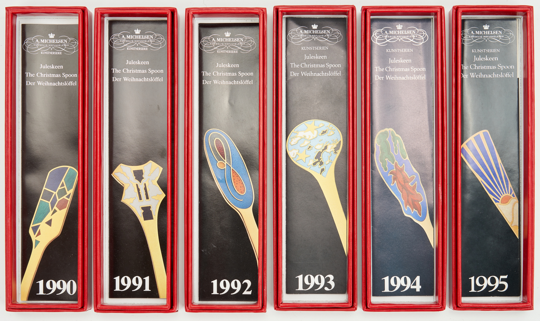 Lot 442: 25 A. Michelsen Gilded Sterling Silver Christmas Spoons, 1970-2000