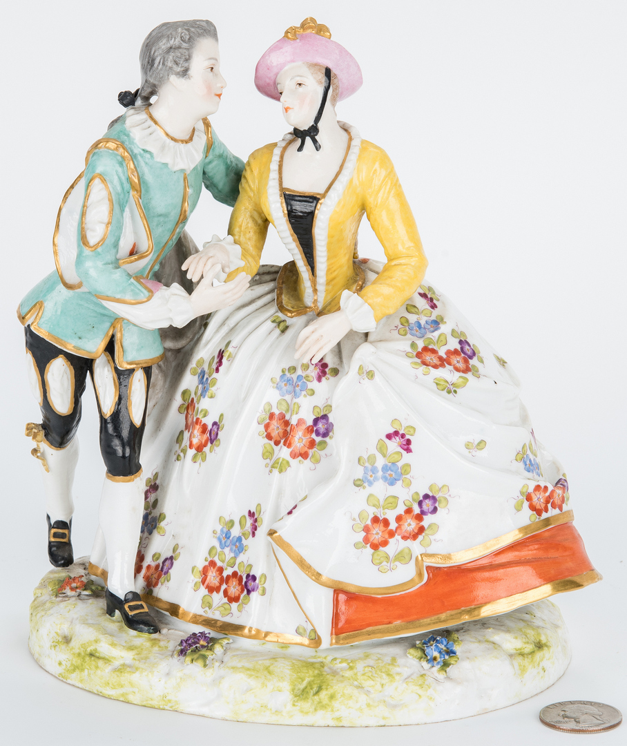 Lot 451: 2 Courting Couple Porcelain Figurals, incl. Meissen