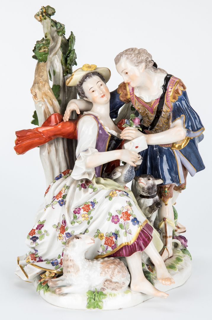 Lot 451: 2 Courting Couple Porcelain Figurals, incl. Meissen
