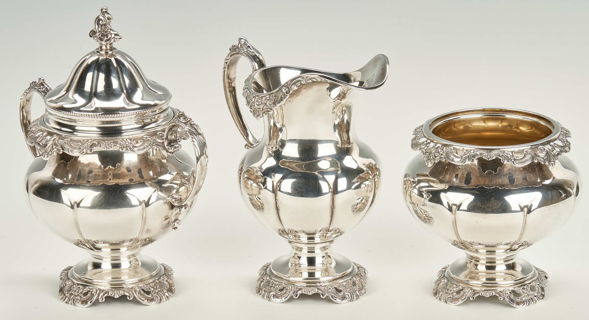 Lot 45: Wallace Grand Baroque Sterling Tea Set plus Urn, Tray