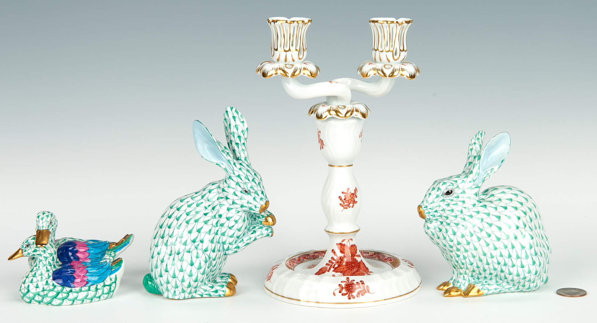 Lot 461: 3 Herend Animals plus Candleabra