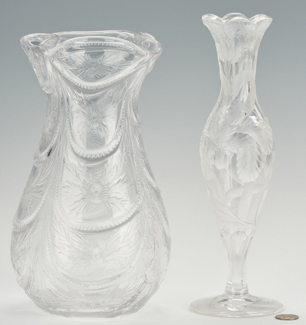 Lot 467: 2 Intaglio Cut Vases, Tuthill Iris and Hawkes Signed