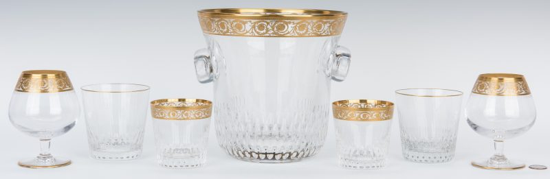 Lot 473:  St. Louis Crystal Ice Bucket w/ 6 Glasses