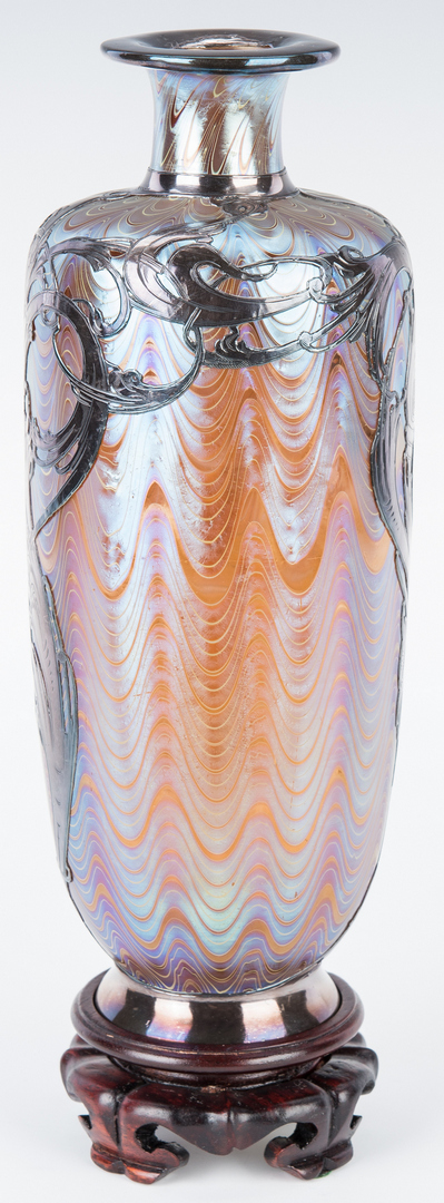 Lot 480: Art Glass Vase with Sterling Overlay