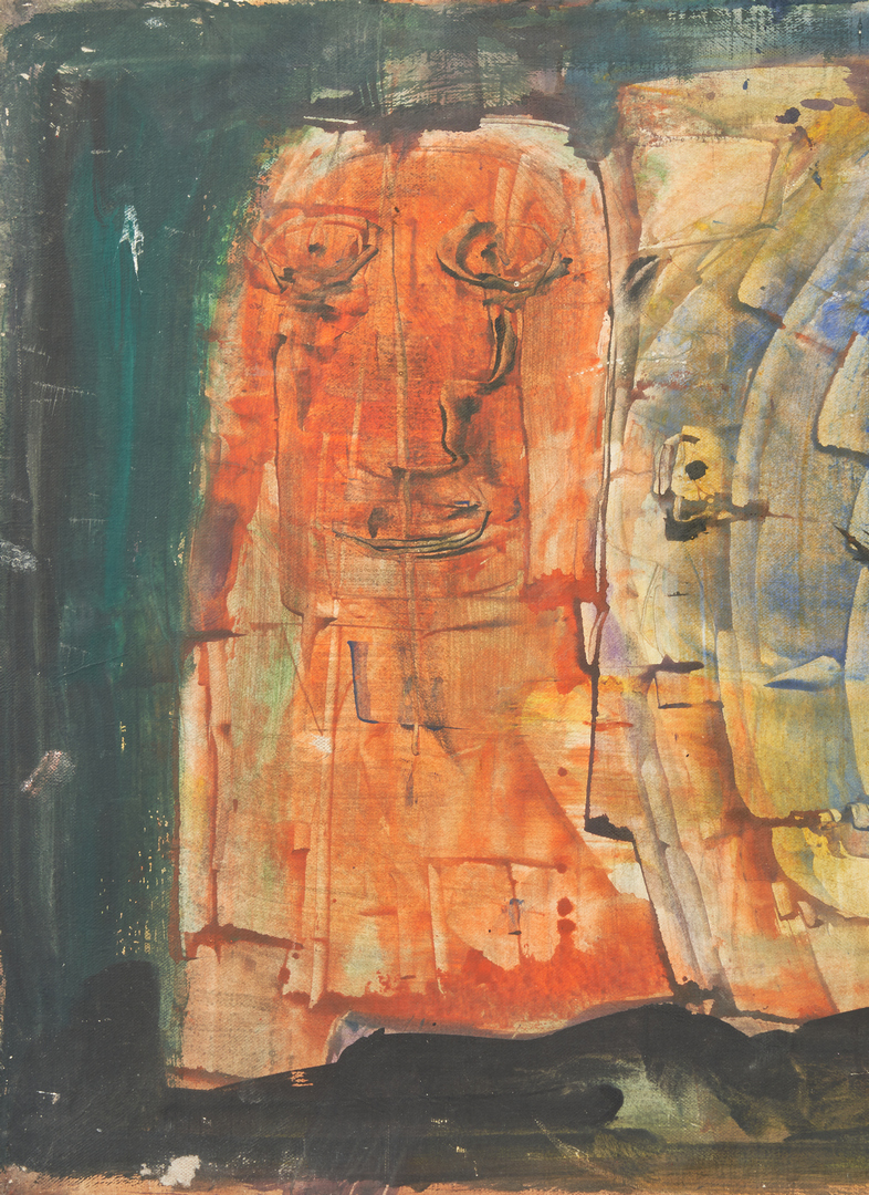 Lot 515: Ben Shahn Abstract Painting of Faces