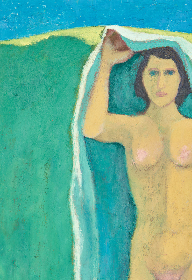 Lot 517: Meyer Wolfe O/C, Nude with Siamese Cat