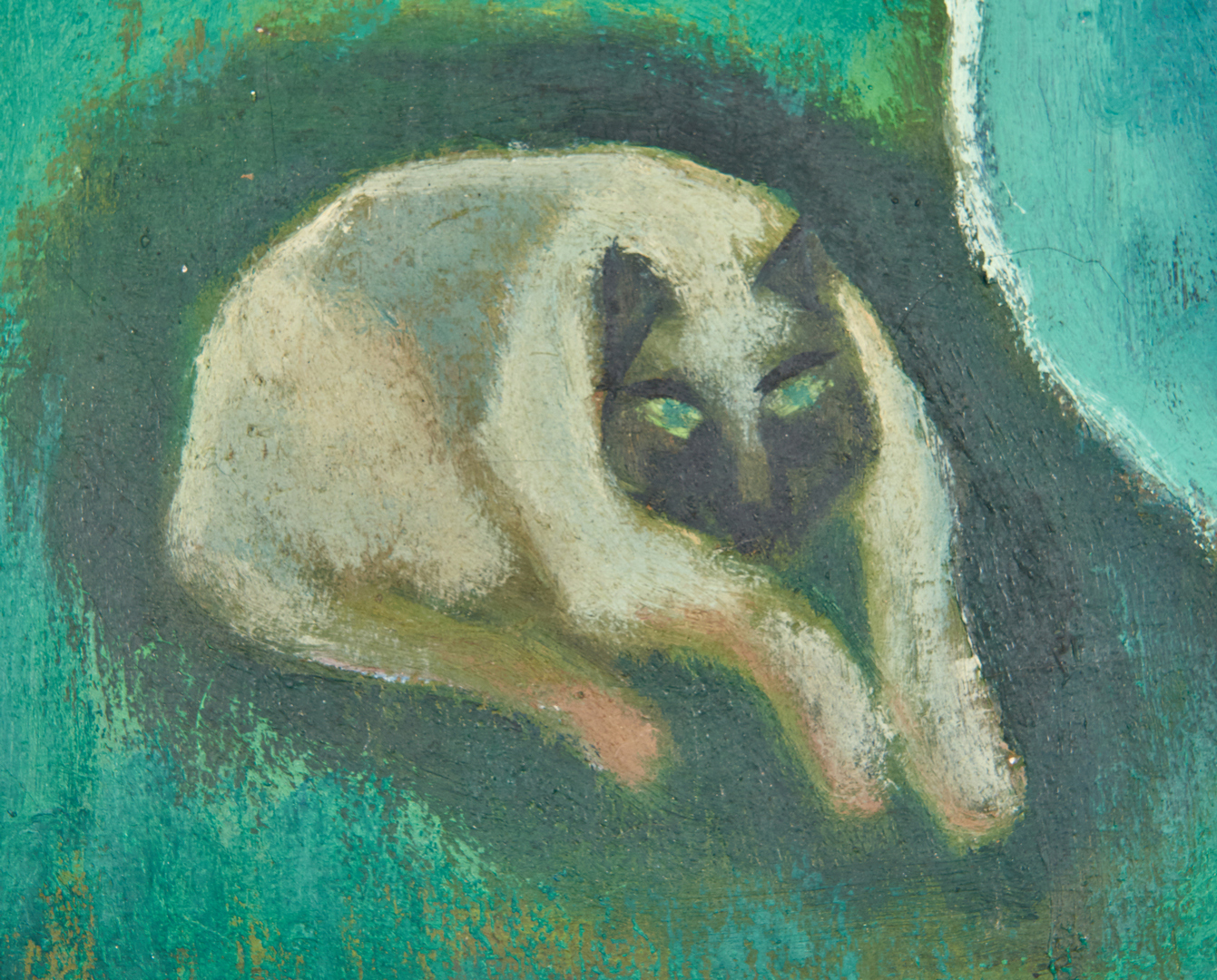 Lot 517: Meyer Wolfe O/C, Nude with Siamese Cat