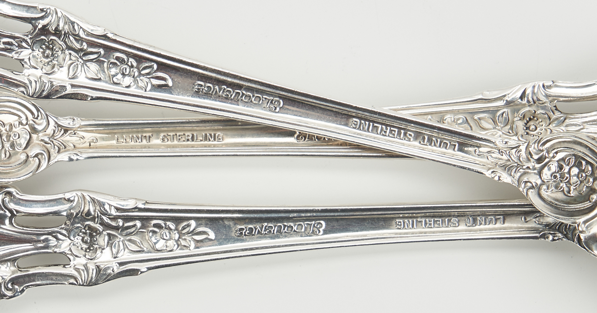 Lot 52: 157 Pcs. Lunt Eloquence Pattern Sterling Silver Flatware