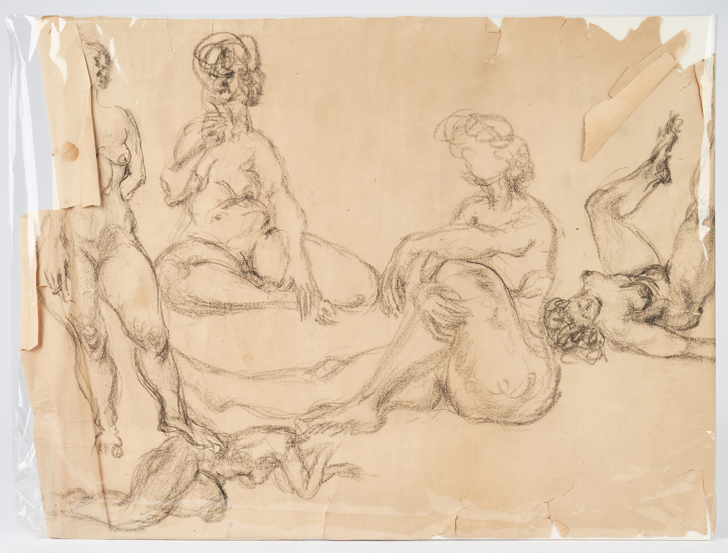 Lot 535: 3 Joseph Delaney Drawings on Paper, incl. Portrait, Nudes