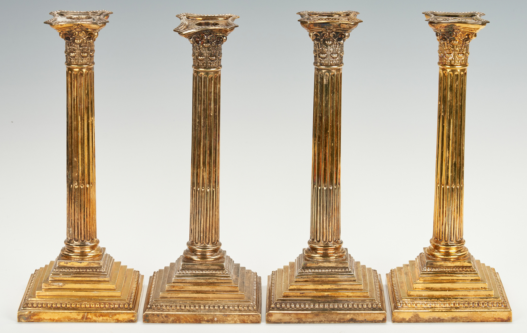 Lot 53: 4 Gilt Sterling Candlesticks, Tiffany retailed