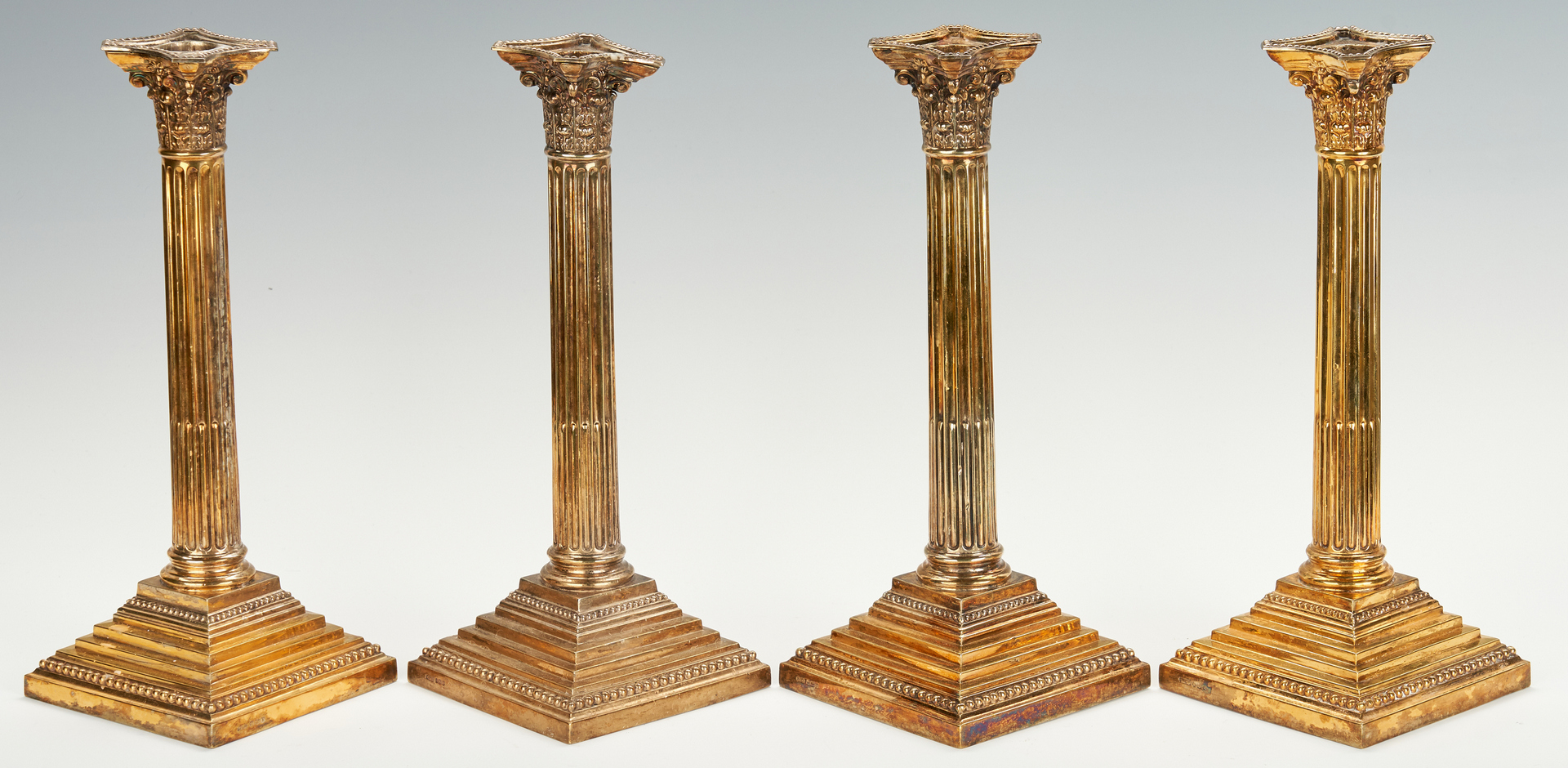 Lot 53: 4 Gilt Sterling Candlesticks, Tiffany retailed
