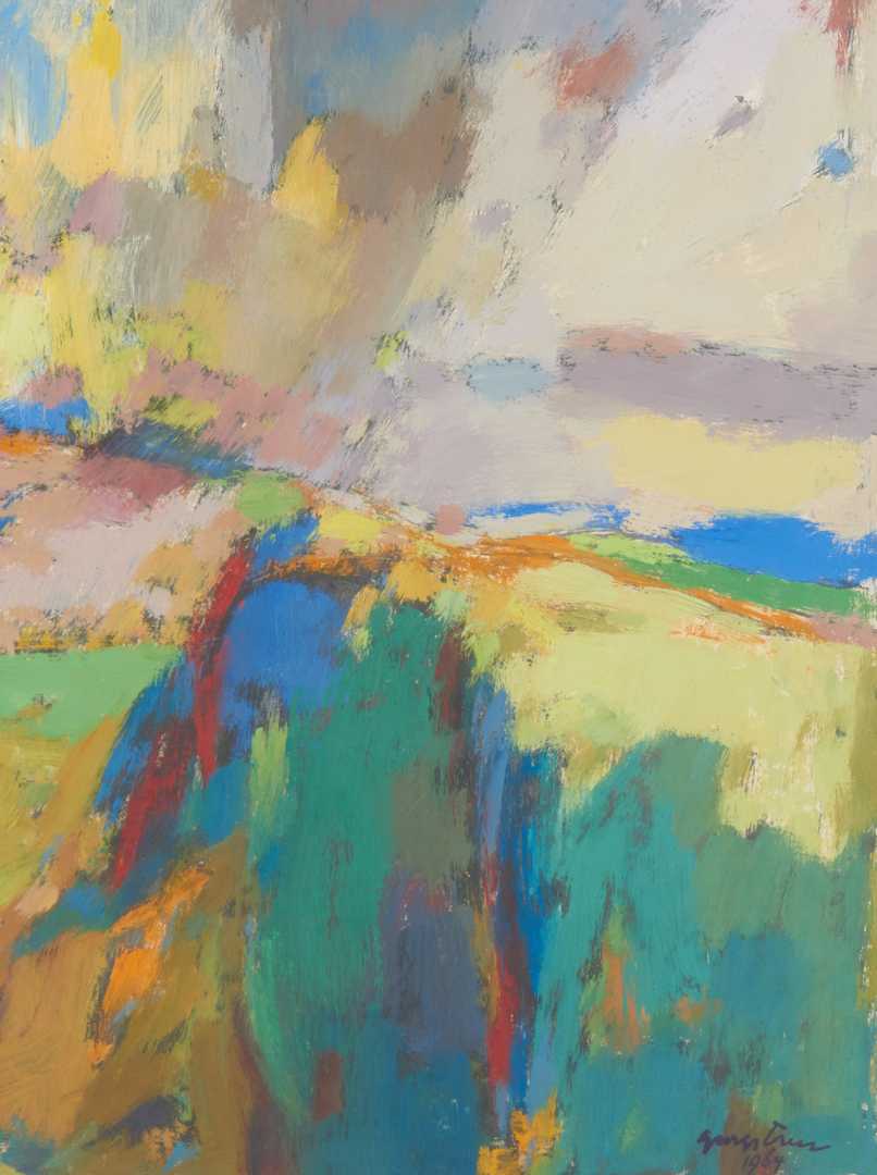 Lot 540: George Cress Oil on Paper, Expressionist Landscape