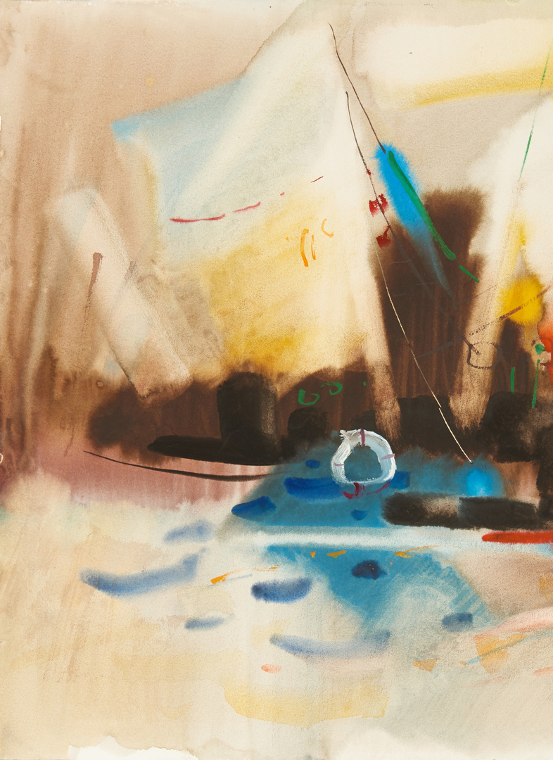 Lot 542: 2 Wayne Wu Abstract Maritime Watercolor Paintings