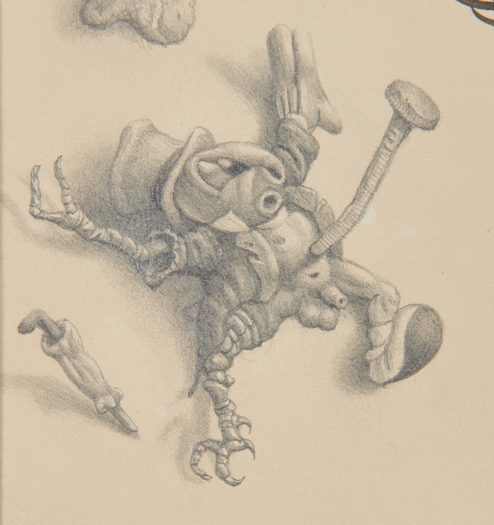 Lot 545: Werner Wildner Surrealist Drawing, Pinocchio