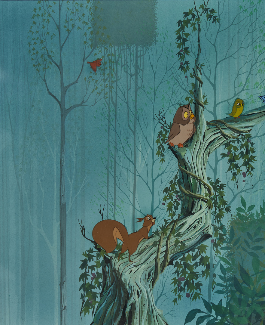 Lot 565: Sleeping Beauty Animation Cel, Briar Rose with Birds