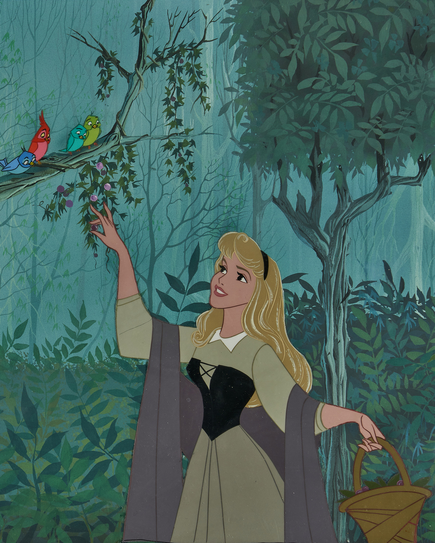 Lot 565: Sleeping Beauty Animation Cel, Briar Rose with Birds