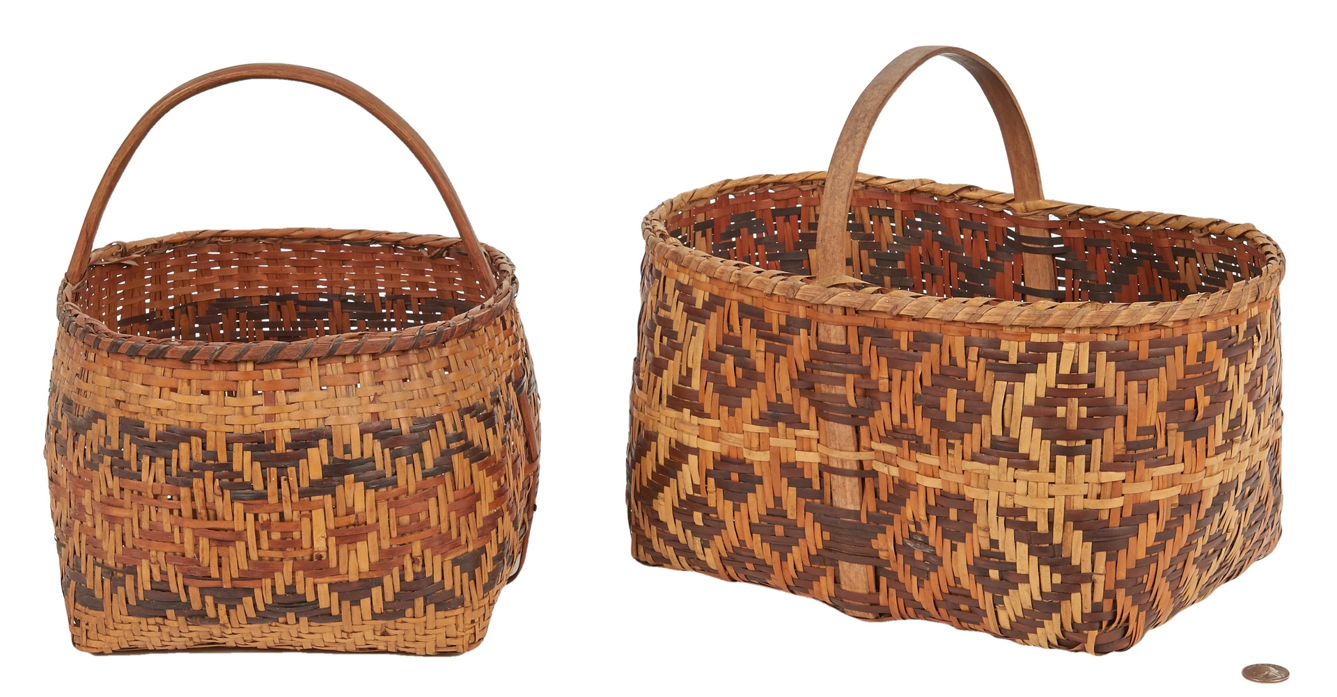 Lot 584:  2 Native American Cherokee Rivercane Baskets