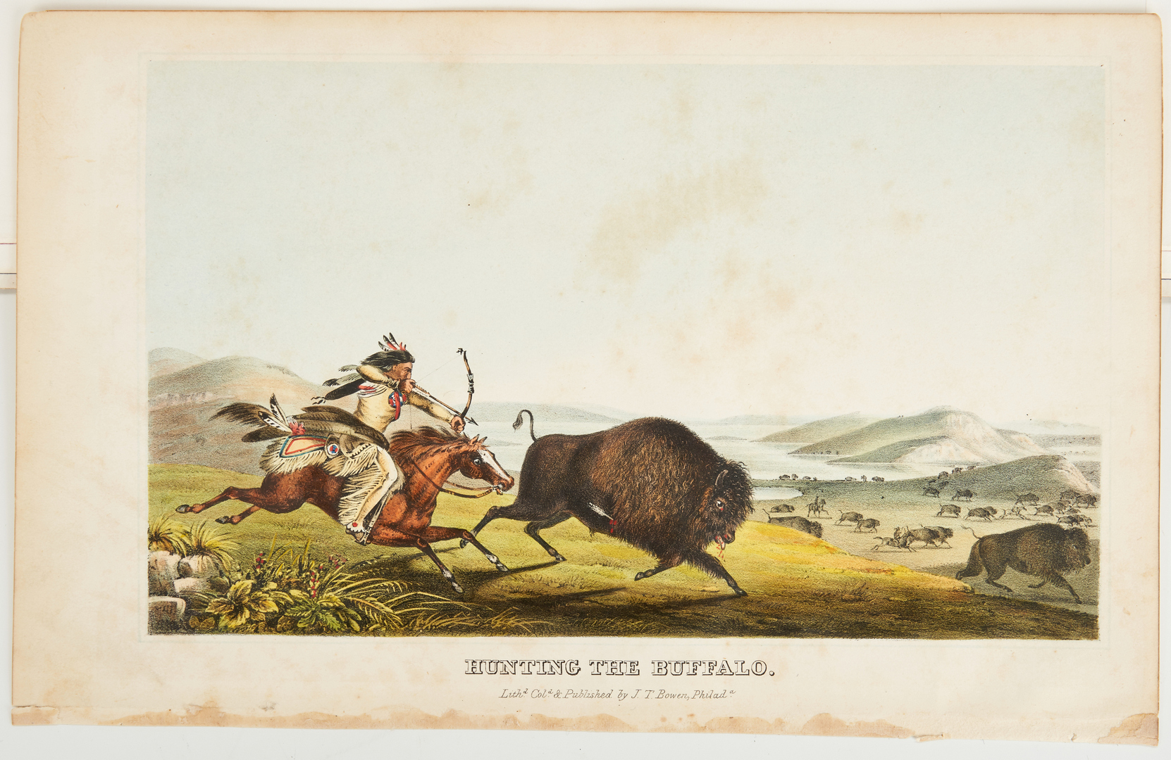 Lot 589: 3 McKenney & Hall Prints, Cherokee Chiefs and Buffalo Hunt