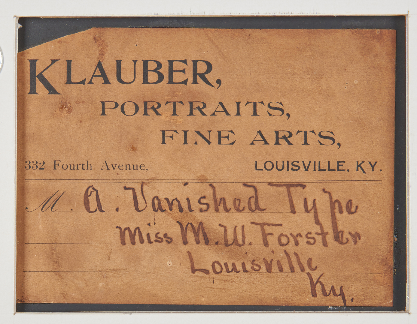Lot 602: M. W. Forster O/B Kentucky African American Portrait