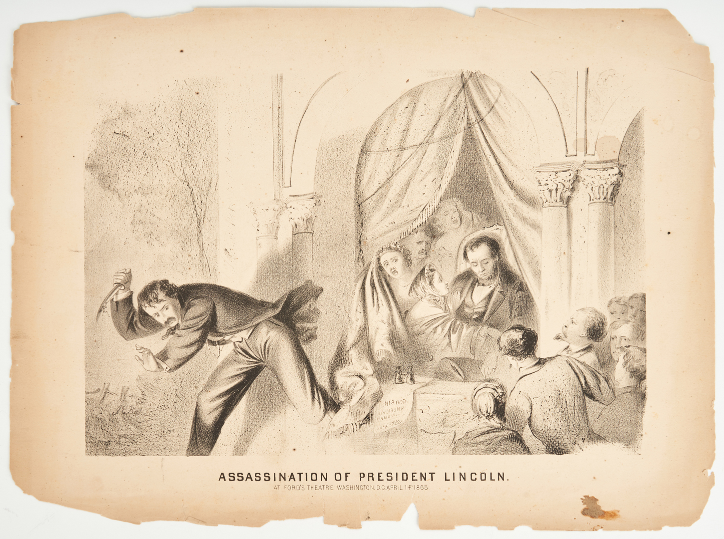Lot 607: Rare Print of Lincoln Assassination plus Albumen Print of Mt. Vernon