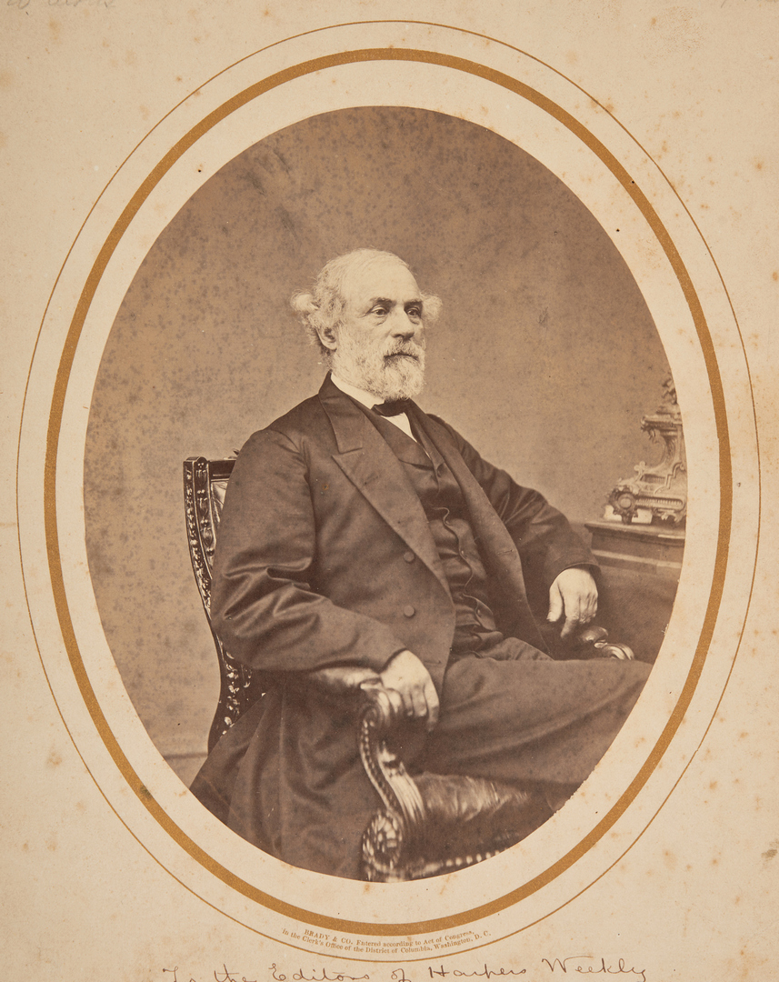 Lot 608: 1866 Photograph of Robert E. Lee, Brady & Co. Presentation Inscription