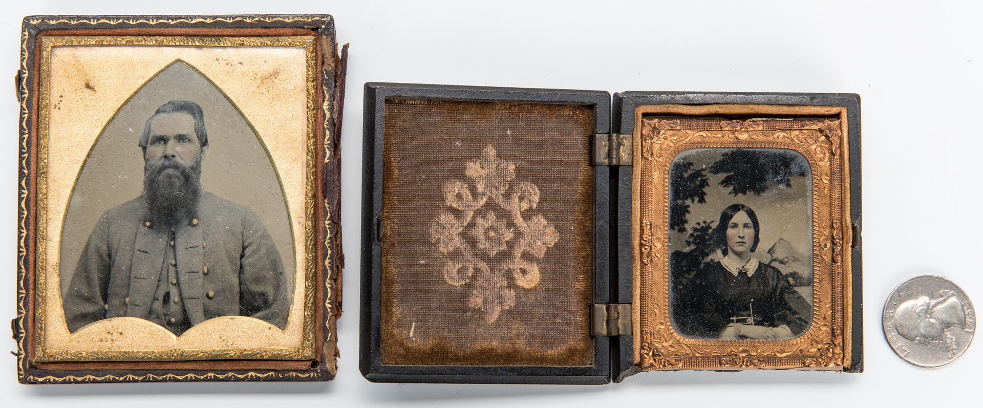 Lot 619: 2 Ambrotypes, incl. Confederate Soldier