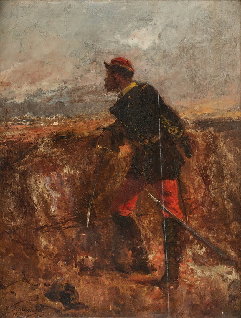 Lot 625: W.C. Beauquesne O/B, Soldier Painting