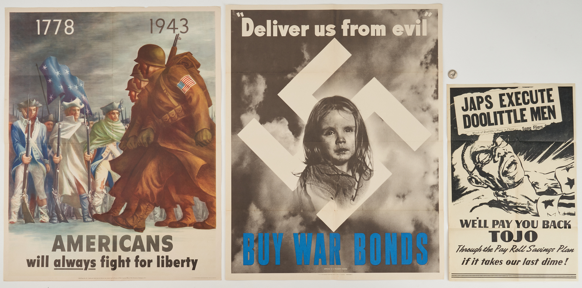 Lot 643: 3 U. S. World War II Propaganda Posters