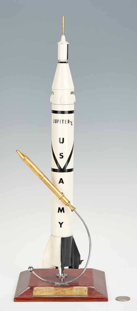 Lot 648: Von Braun Jupiter C and Explorer I Models w/ Stand