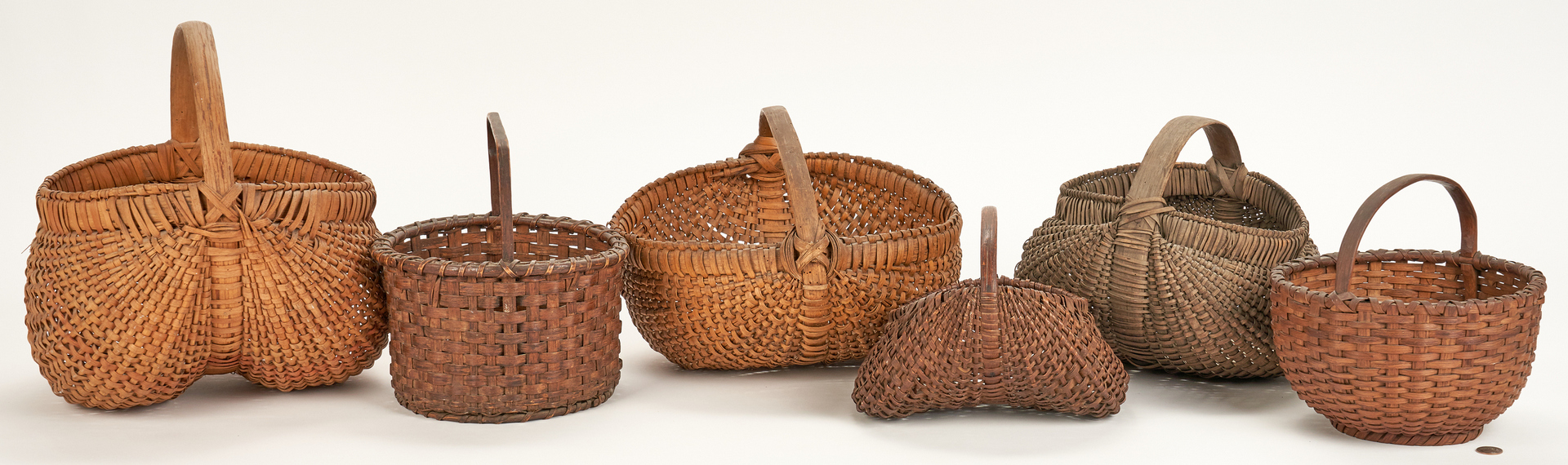 Lot 654: 6 Tennessee & Southern Oak Baskets, Late 19th/Early 20th Century