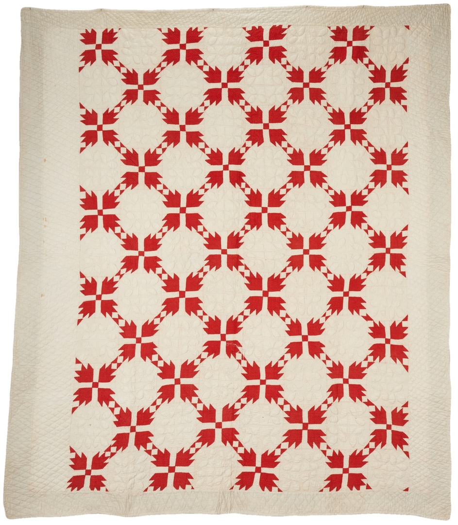 Lot 657: East TN Pieced & Appliqued Quilt, Bear Paw Pattern