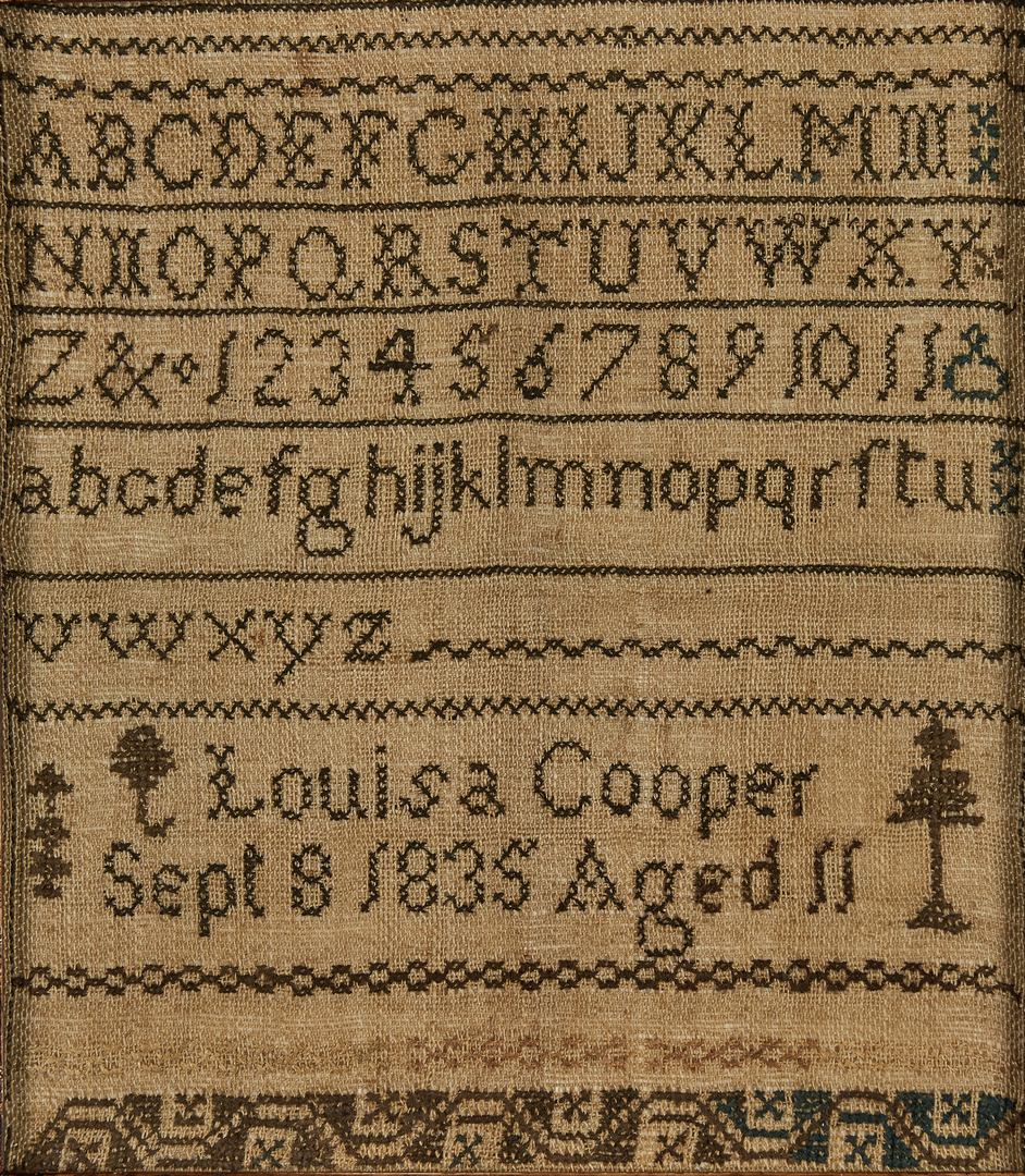 Lot 661: 1835 Kentucky Sampler, Louisa Cooper Hogland
