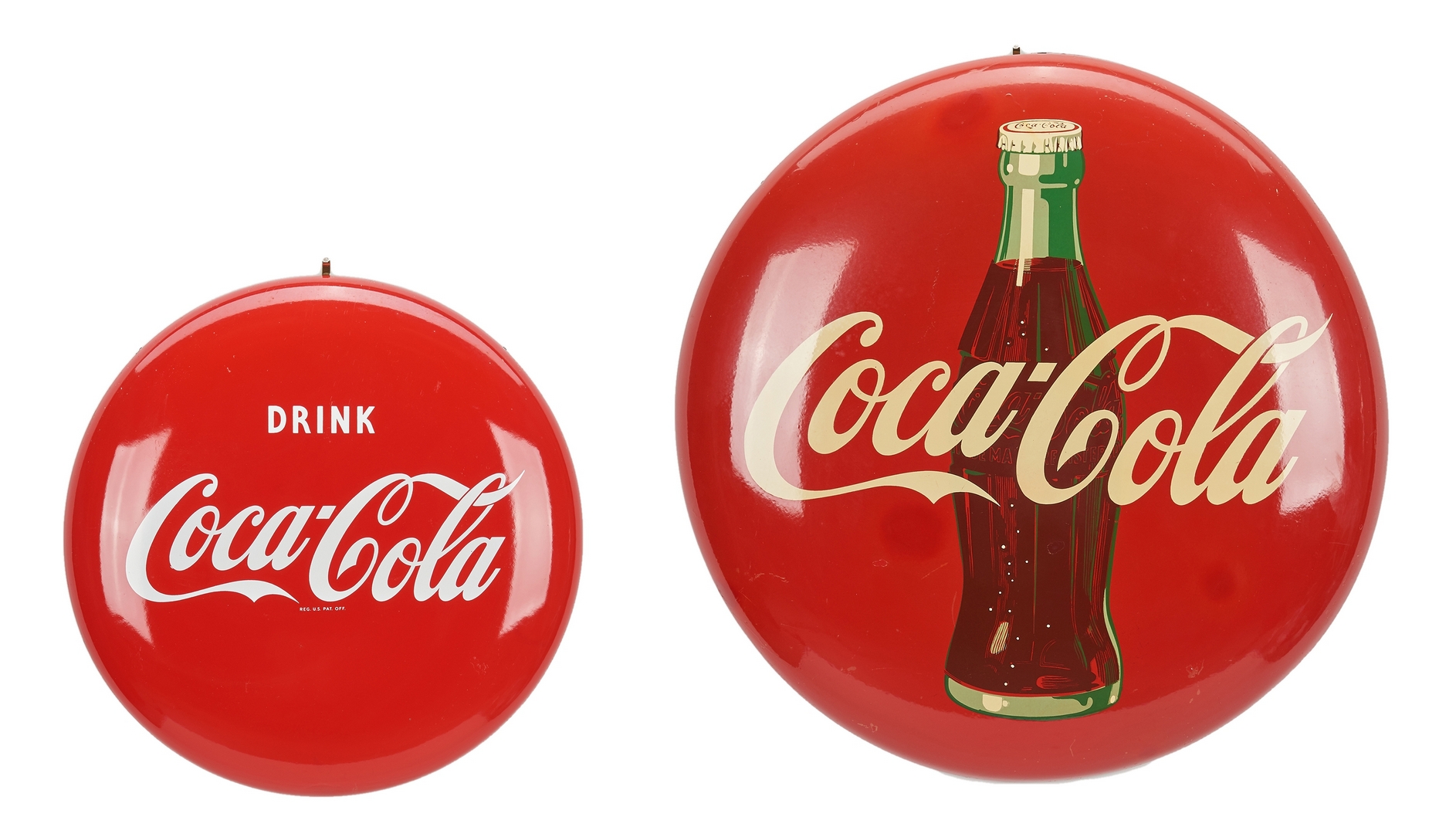 Lot 667: 2 Coca-Cola Button Advertising Signs