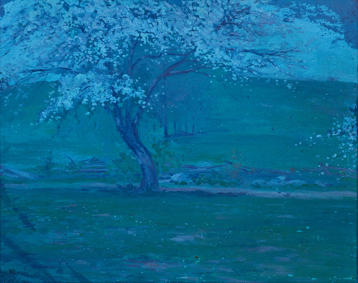 Lot 673: Attr. Eliot Clark O/C, Impressionist Landscape