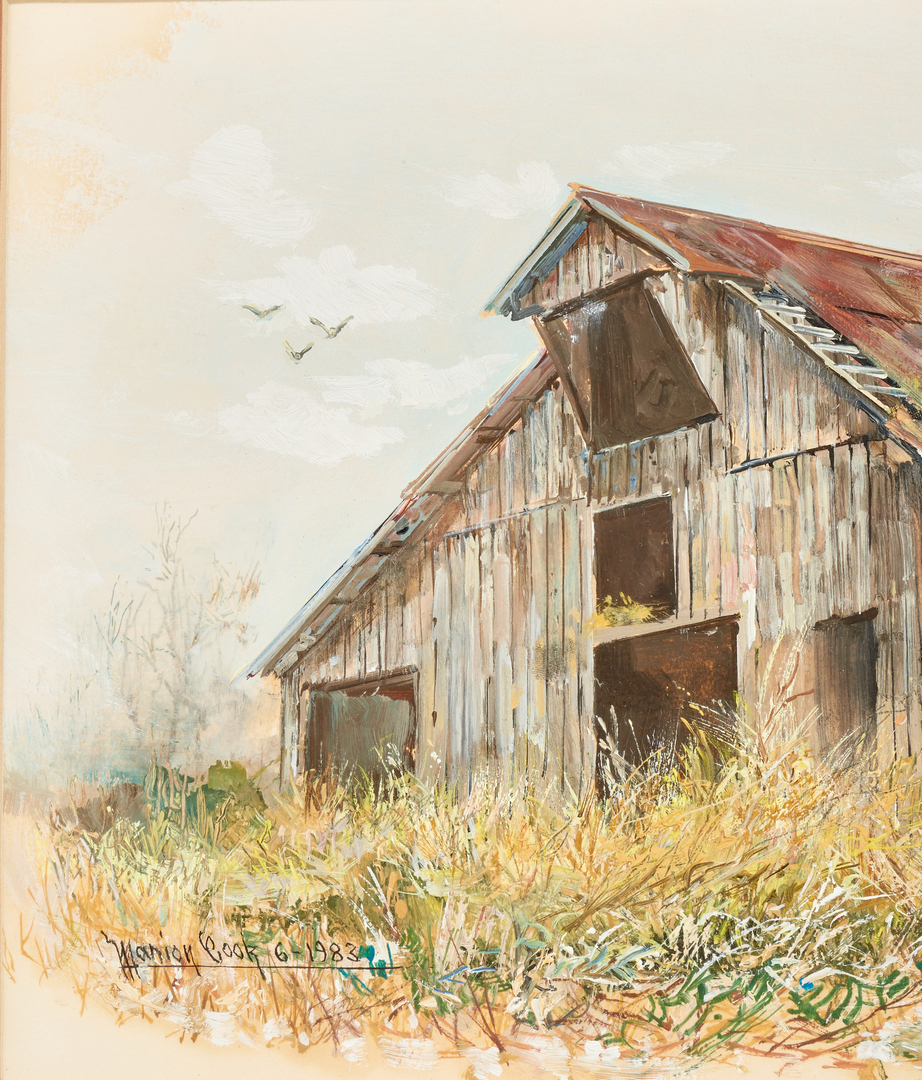 Lot 678: Marion Cook Barn, Oil on Paper Landscape