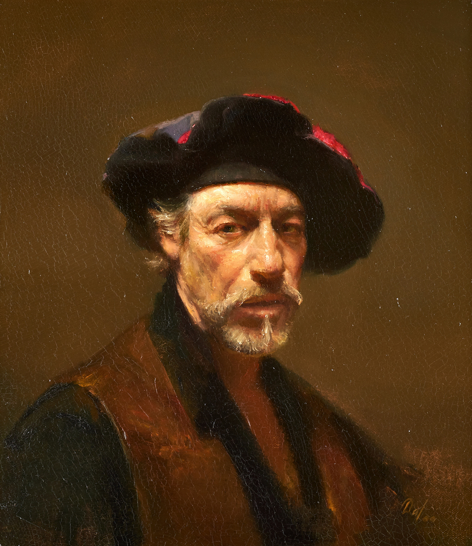 Lot 681: David Leffel O/C, Self Portrait
