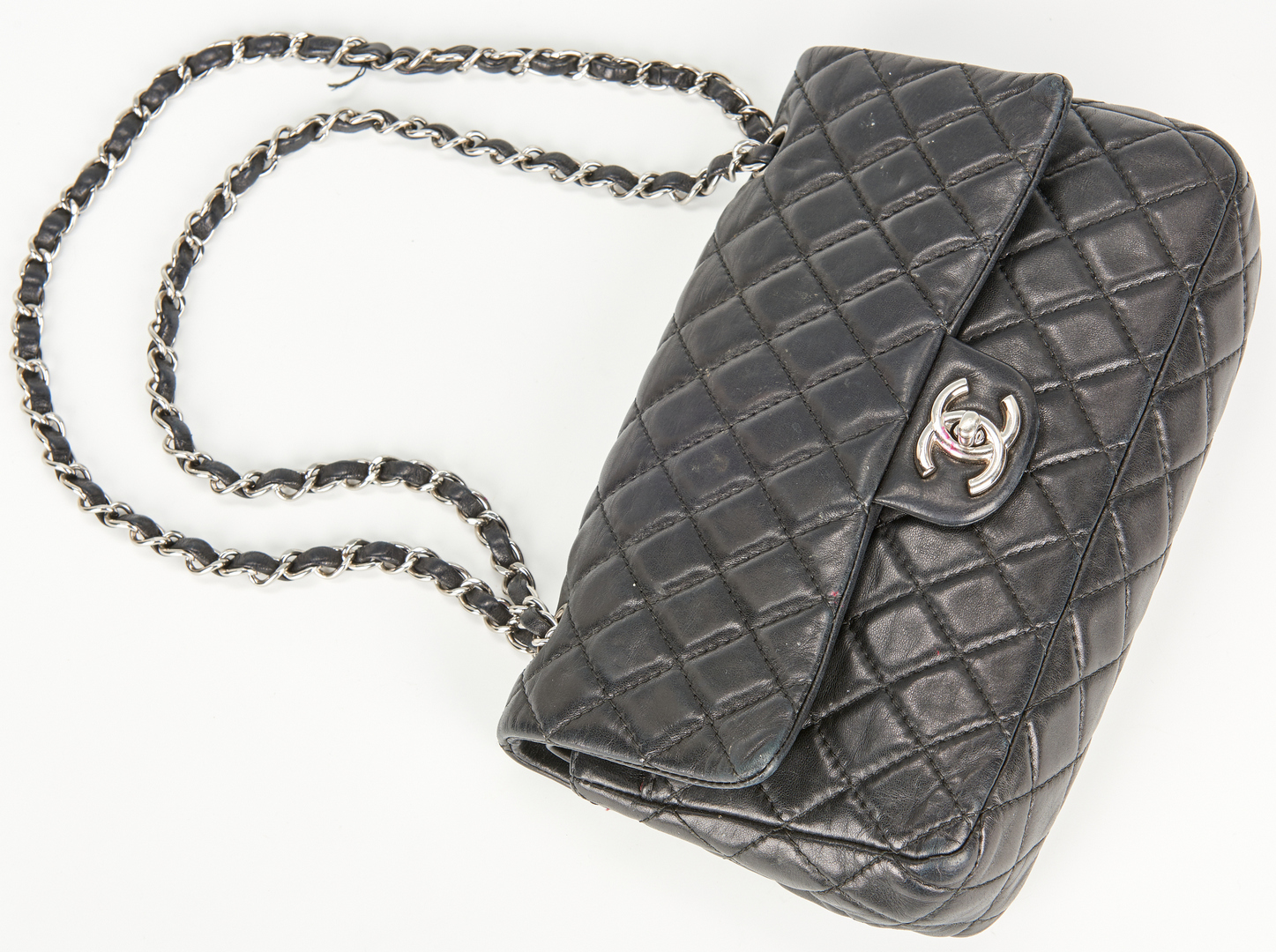 Lot 708: Chanel Classic Double Flap Black Quilted Purse, Small