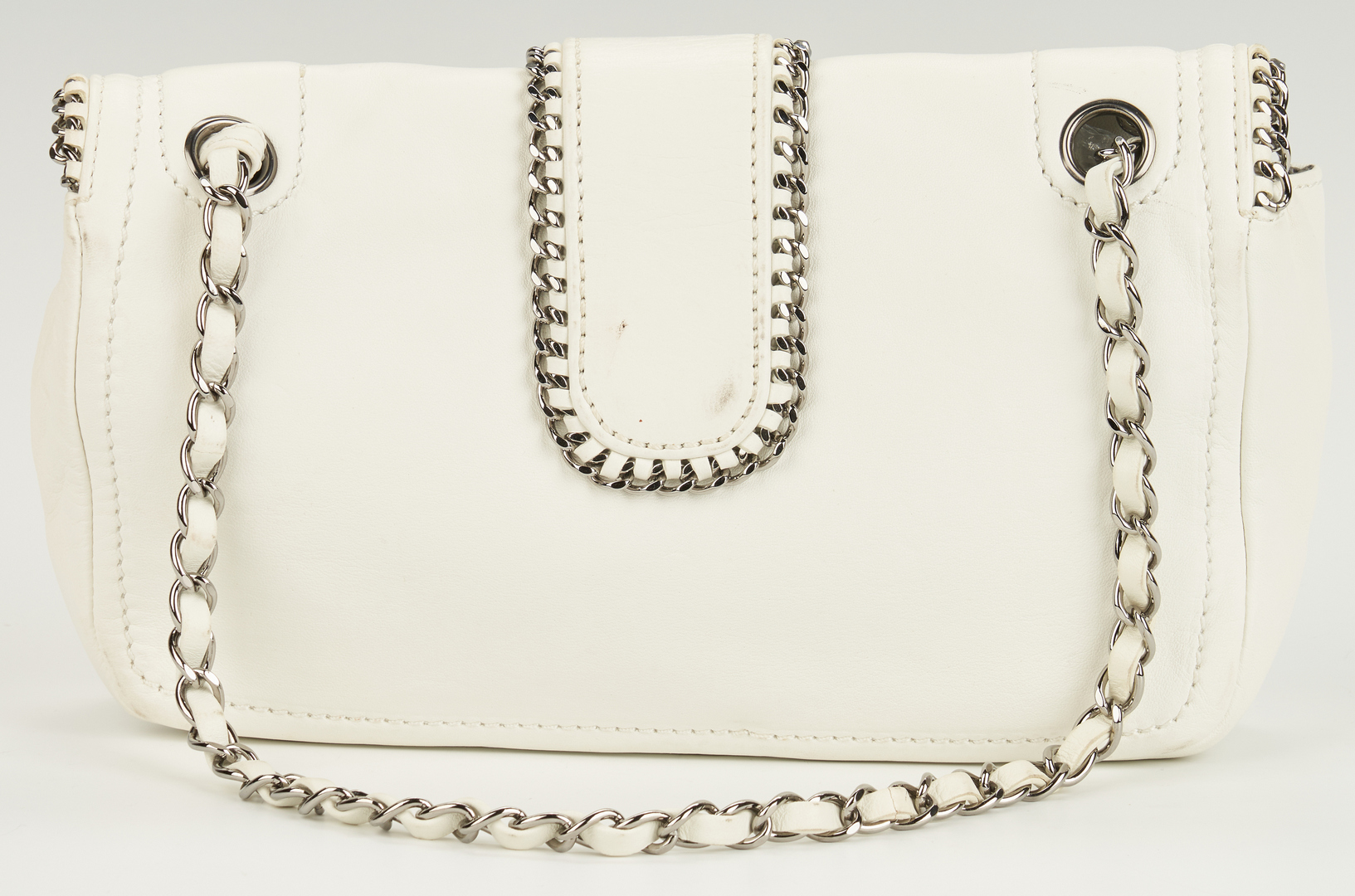Lot 709: Chanel Madison Single Flap White Bag, Medium