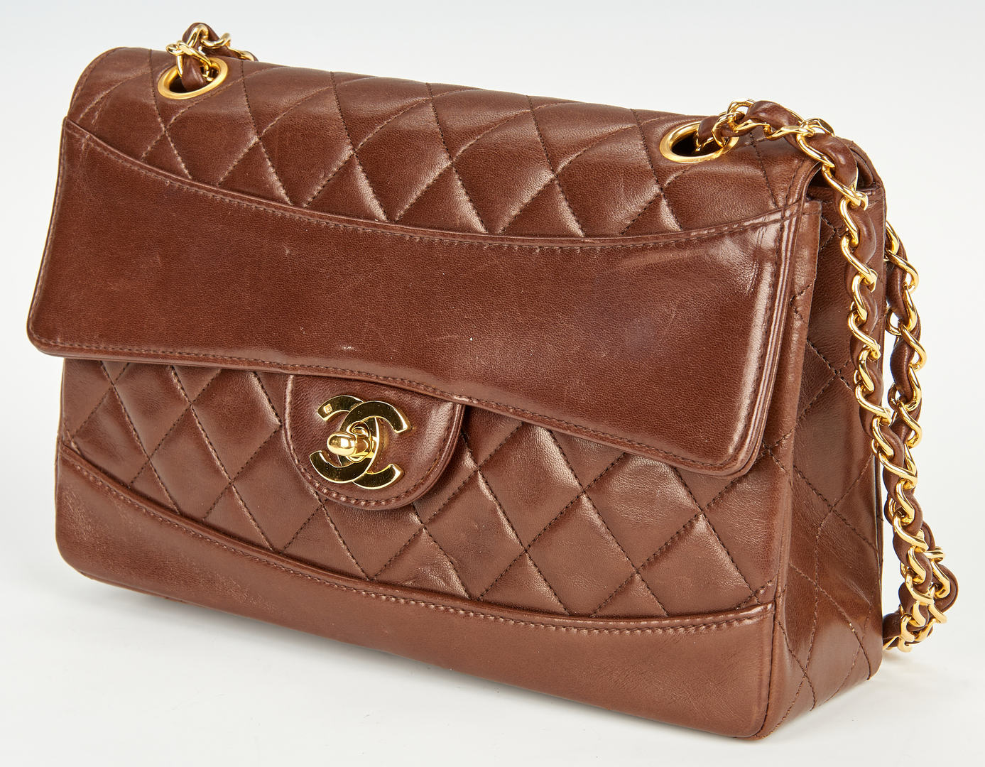 Lot 710: Chanel Classic Single Flap Brown Quilted Purse, Small