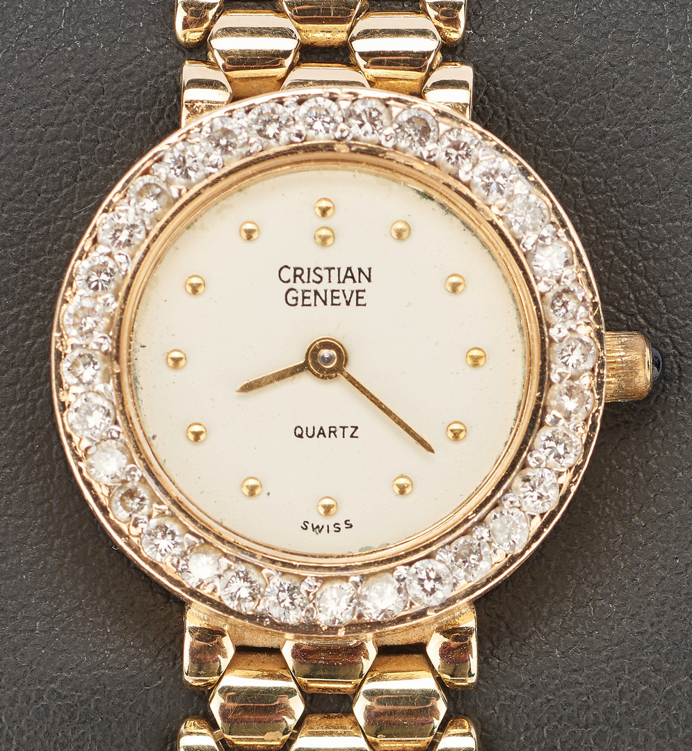 Lot 718: Cristian Geneve 14K & Diamond Swiss Quartz Watch