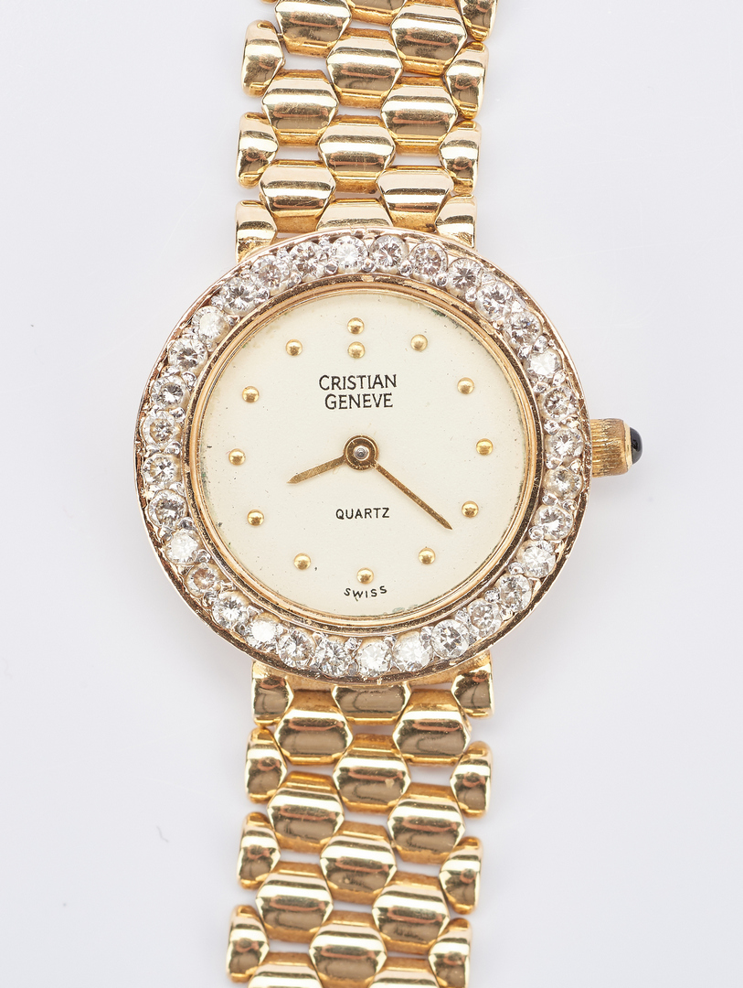 Lot 718: Cristian Geneve 14K & Diamond Swiss Quartz Watch