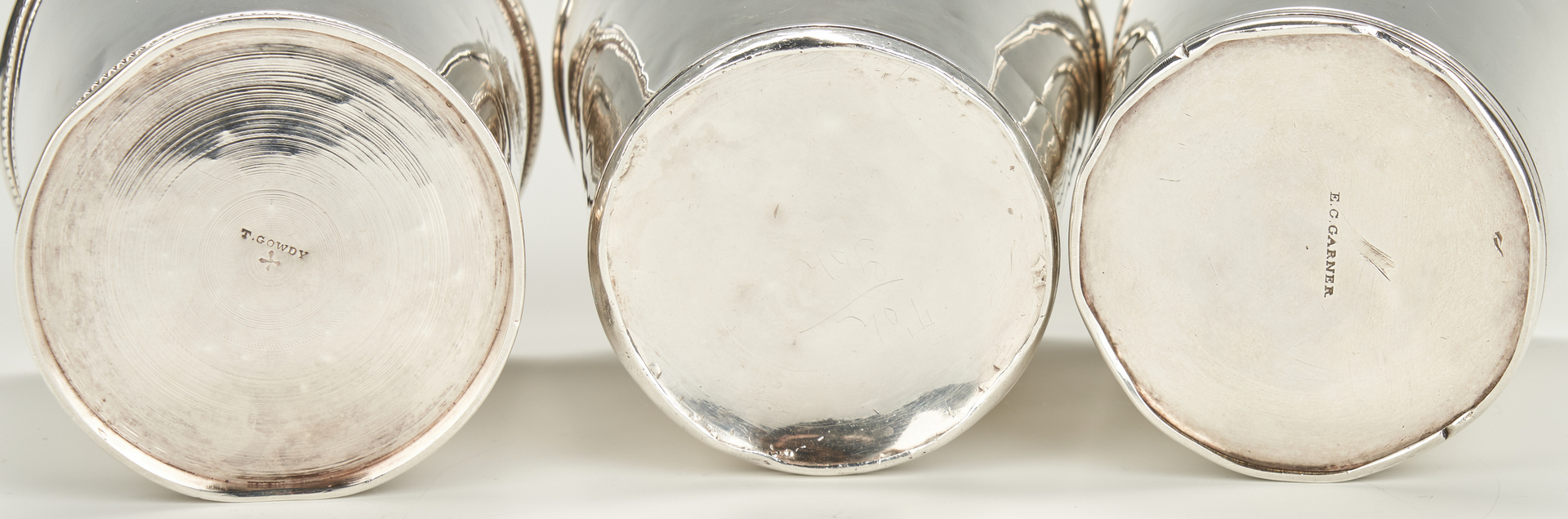 Lot 71: 3 Coin Silver Mint Julep Cups, Washington Family Crest