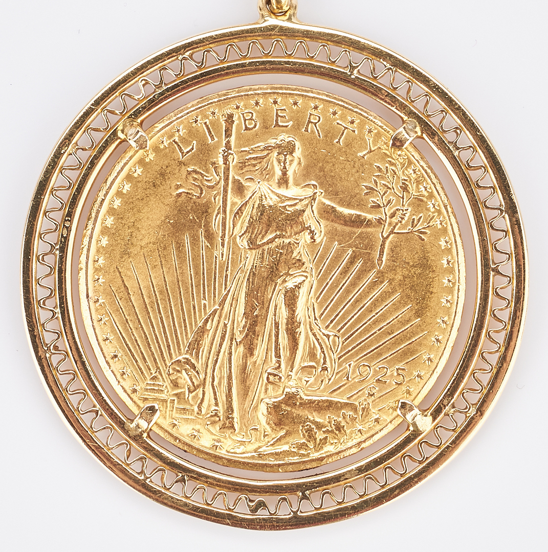Lot 730: 1925 $20 Saint-Gaudens Gold Coin, Mounted