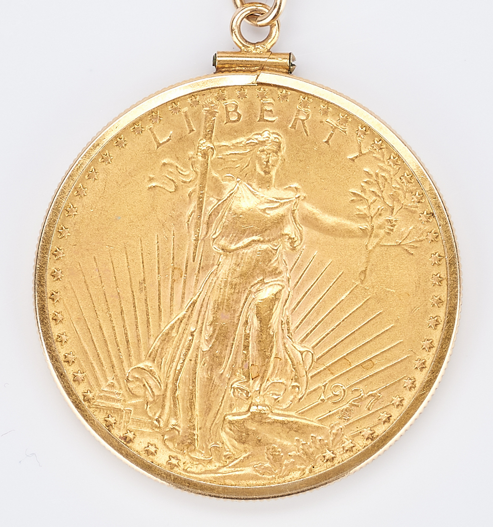Lot 731: 1927 $20 Saint-Gaudens Gold Coin, Mounted