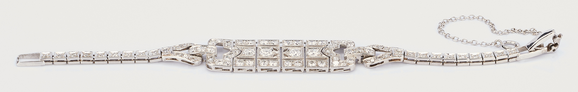Lot 766: Art Deco 14K WG Diamond Bracelet