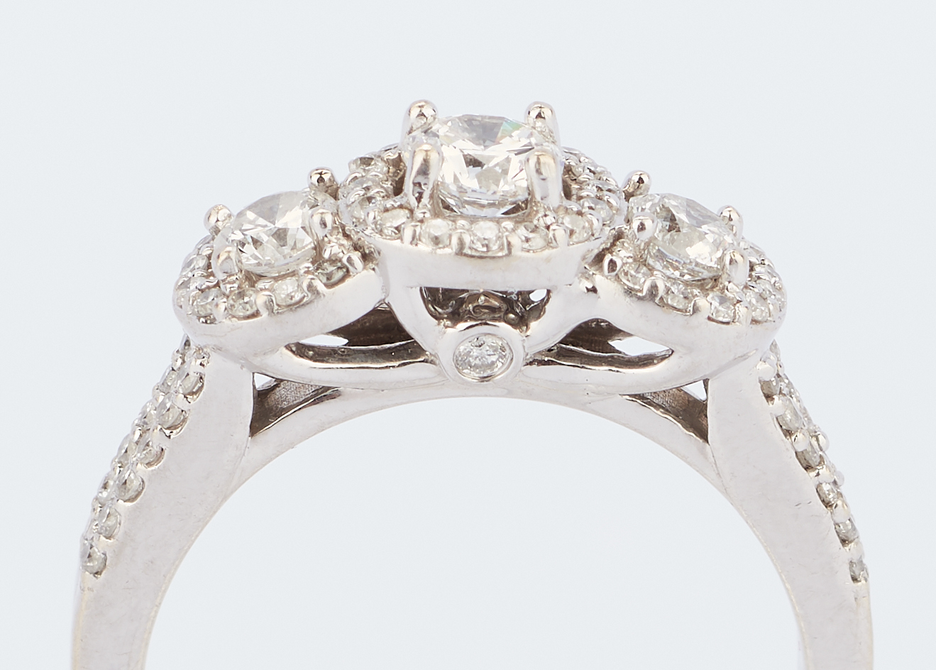 Lot 783: Past Present Future 14K White Gold Diamond Ring