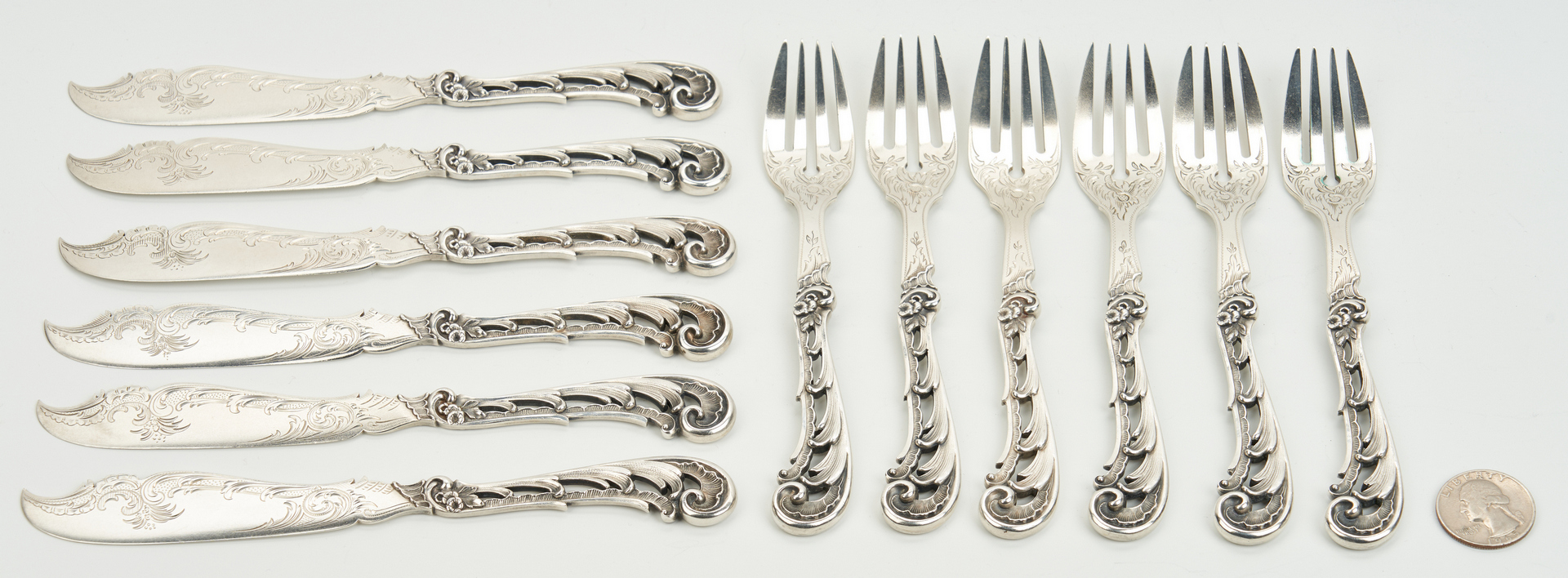 Lot 787: Carl Frey & Sohne Silver Fish Forks and Knives