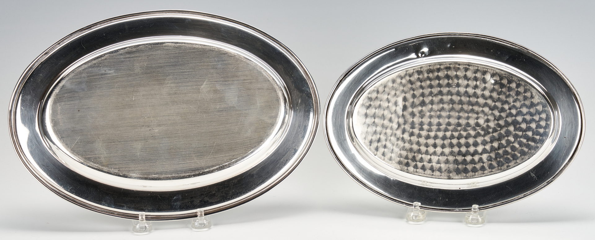 Lot 803: 12 Sterling Bread Plates and 3 Serving Trays