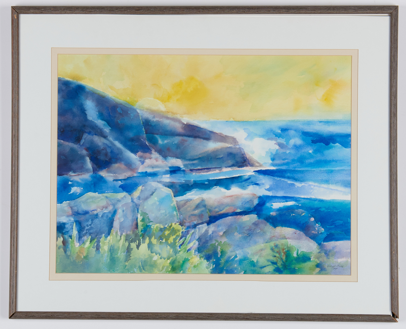 Lot 809: George Cress W/C Painting, Maine Sunrise