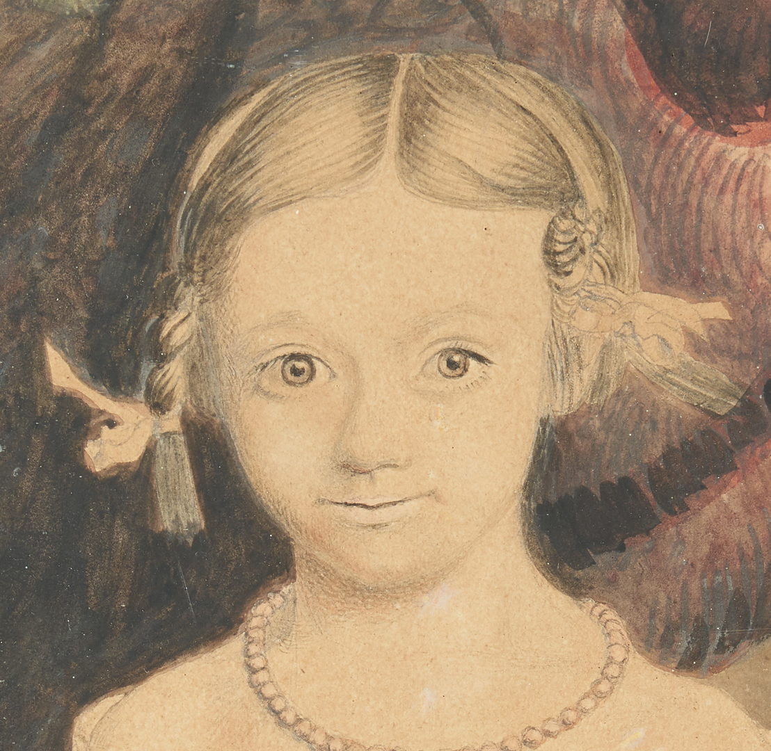 Lot 811: Folk Art Portrait of a Girl, poss. Southern
